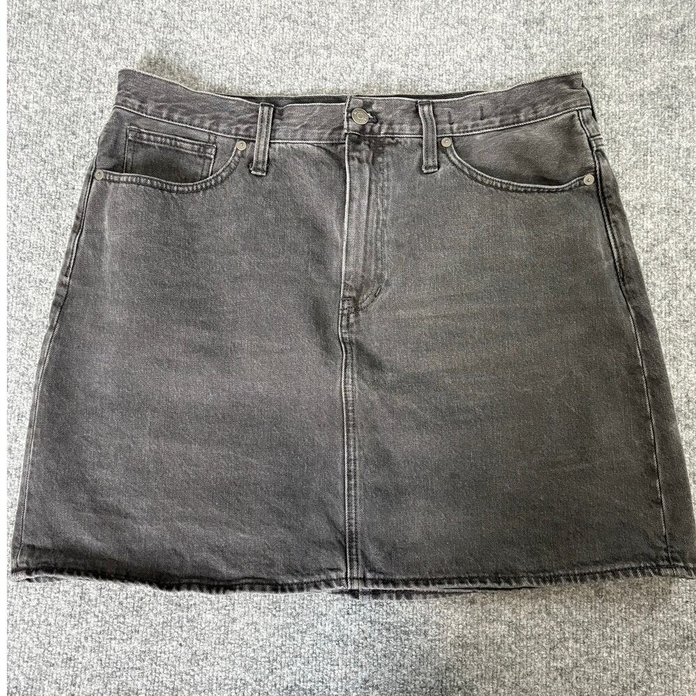 Madewell Denim Mini Skirt 32 Black Gray Wash Rigid Denim A-Line 100% Cotton